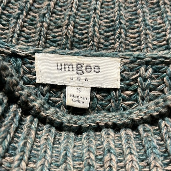 Umgee Womens Distressed Mockneck Sweater Long Sleeve Green Size Small Boho - Picture 5 of 10